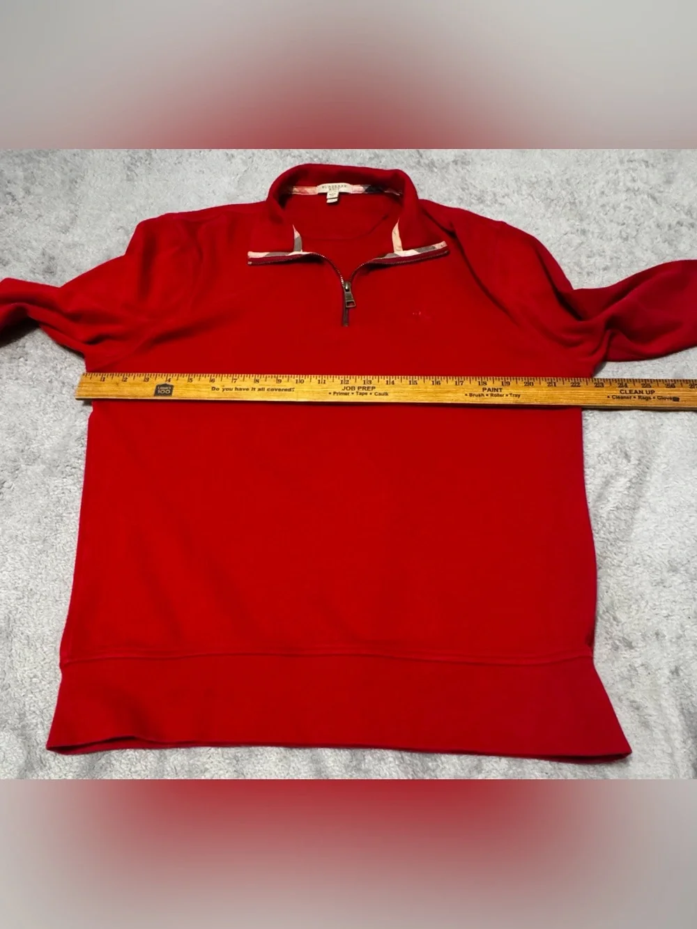 Burberry Brit Sweater Mens Large Red Mock Neck Quarter 1/4 ZipPullover Jumper